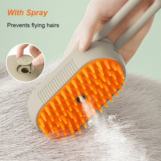 3-in-1 Steam Pet Grooming Brush – USB Rechargeable Spray & Massage Comb for Cats & Dogs (7.67 x 2.55 in / 19.5 x 6.5 cm)